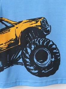 SHEIN Tops con trai lớn Ô tô/xe hơi Giải trí - Màu xanh lam - Xem 3