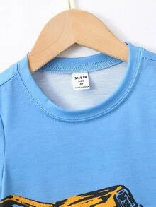 SHEIN Tops con trai lớn Ô tô/xe hơi Giải trí - Màu xanh lam - Xem 4