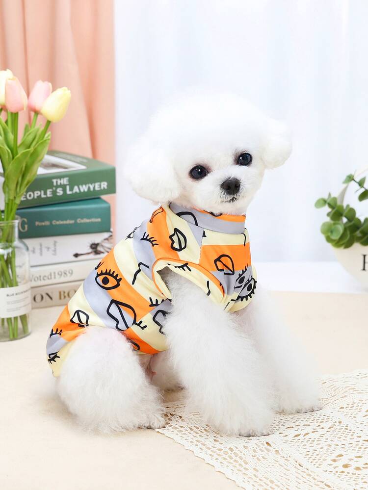 1pc Cartoon Graphic Pet Dress For Cat And Dog For Spring And Summer - Mustard Yellow - View 2