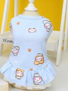 1 chiếc váy thú cưng đồ họa hoạt hình cho mèo và chó cho mùa hè - Màu xanh lam - Xem 2