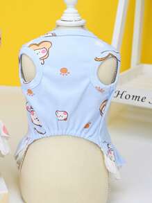 1 chiếc váy thú cưng đồ họa hoạt hình cho mèo và chó cho mùa hè - Màu xanh lam - Xem 4