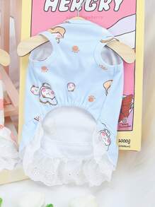 1 chiếc váy thú cưng đồ họa hoạt hình cho mèo và chó cho mùa hè - Màu xanh lam - Xem 5