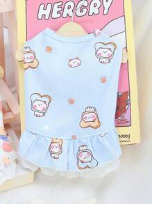 1 chiếc váy thú cưng đồ họa hoạt hình cho mèo và chó cho mùa hè - Màu xanh lam - Xem 6