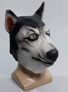 Wolf Head Design Costume Face Shield - Black and White - View 3