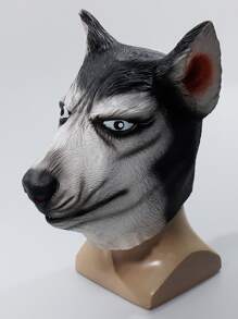 Wolf Head Design Costume Face Shield - Black and White - View 4