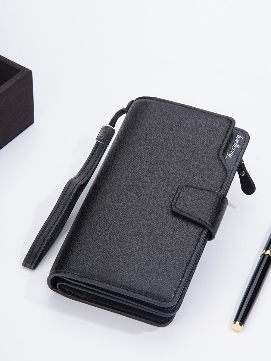 Baellerry 21-Card Capacity Litchi Patterned Men's Zipper Around Clutch Bag Wallet For Men Wallet Purse Wallet Long Wallet