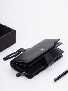 Baellerry 21-Card Capacity Litchi Patterned Men's Zipper Around Clutch Bag Wallet For Men Wallet Purse Wallet Long Wallet - Black - View 5