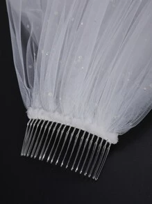 Velo de novia con decoración de strass para ropa de mujer - Blanco - Ver 4