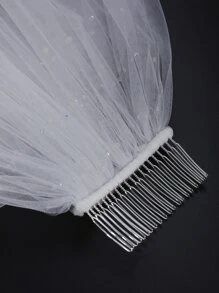 Velo de novia con decoración de strass para ropa de mujer - Blanco - Ver 3