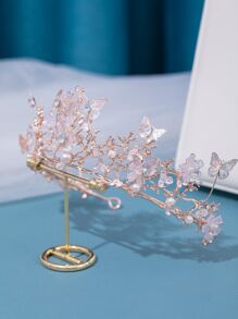 Butterfly Decor Bridal Headband - Rose Gold - View 4