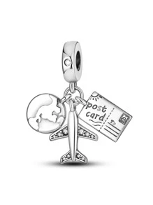 1PC Đá Cubic Zirconia Trang Trí Máy Bay Tự Làm Mặt Dây Chuyền - Bạc - Xem 2