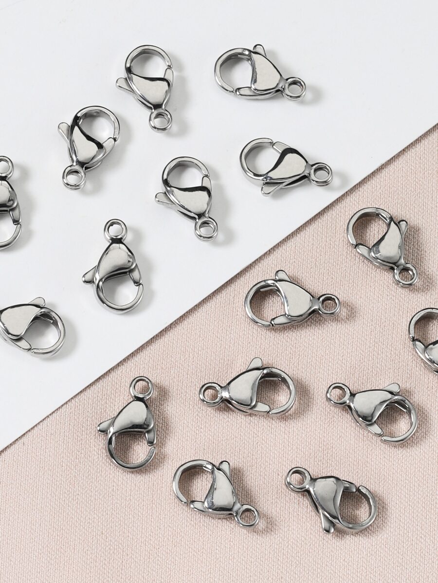 20 cái/bộ Khóa tôm hùm bằng thép không gỉ thời trang dành cho nữ để làm trang sức DIY - Bạc - Xem 1