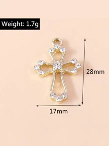 10入組/套隨機魅力四射水鑽裝飾十字架設計DIY吊墜適用於女士DIY首飾製作 - 彩色 - 查看 3