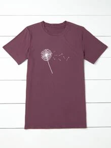 SHEIN LUNE Plus Paardenbloem Print Tee Voor De Zomer