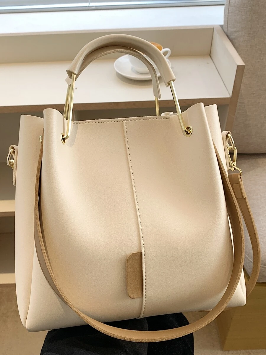 Túi đeo chéo Nữ Khối Màu Đúng mốt - Màu be - Xem 1