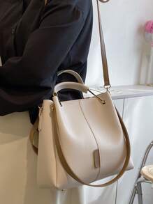 Túi đeo chéo Nữ Khối Màu Đúng mốt - Màu be - Xem 2