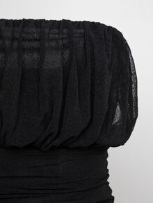 Hauture Vestido tubo ajustado con pliegues y guantes de brazo - Negro - Ver 8