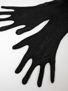 Hauture Vestido tubo ajustado con pliegues y guantes de brazo - Negro - Ver 7