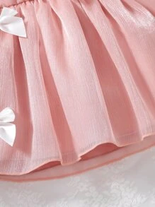 嬰兒前蝴蝶結吊帶洋裝 - 粉色 - 查看 6
