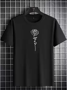 Manfinity Homme Men Floral Print Tee - Black - View 1