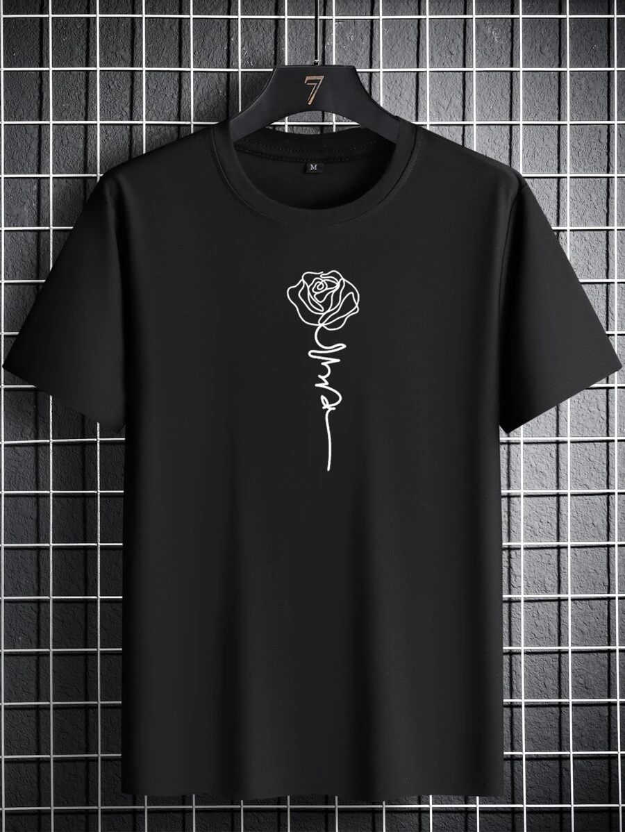 Manfinity Homme Men Floral Print Tee - Black - View 1