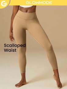 GLOWMODE 24" Scalloped Curved Seam Leggings - Khaki - View 2