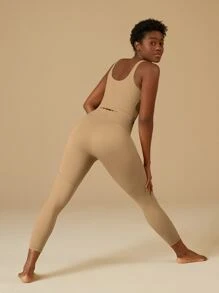 GLOWMODE 24" Scalloped Curved Seam Leggings - Khaki - View 3