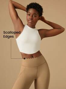 GLOWMODE 24" Scalloped Curved Seam Leggings - Khaki - View 5