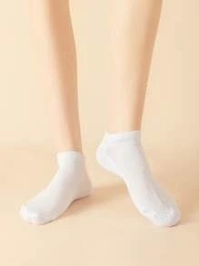 12雙女士素色休閒短襪 - 白色 - 查看 2