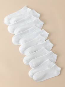 12雙女士素色休閒短襪 - 白色 - 查看 3