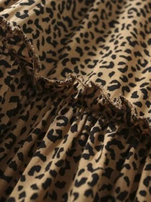 Aveloria Rosie Tie Shoulder Frill Trim Leopard Cami Dress Vacation Outfits Woman  - Multicolor - View 3