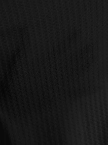 SHEIN LUNE Notched Neck Pocket Front Waffle Knit Top - Black - View 6