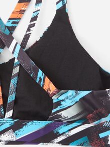 Easithlete 字母圖案運動型文胸和背心上衣和緊身打底褲 - 彩色 - 查看 4