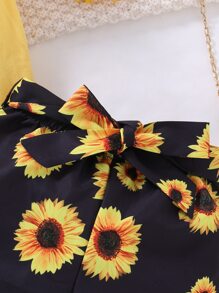 SHEIN Bộ thời trang bé gái Xù Con số Hoa Dễ thương - Nhiều màu - Xem 3