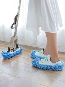 2 gói Dép lau nhà có thể giặt được màu xanh có thể tháo rời, Vỏ cây lau nhà đa năng cho hộ gia đình - Màu xanh lam - Xem 1