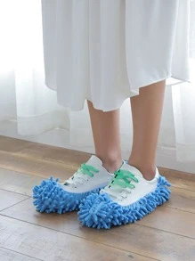 2 gói Dép lau nhà có thể giặt được màu xanh có thể tháo rời, Vỏ cây lau nhà đa năng cho hộ gia đình - Màu xanh lam - Xem 4