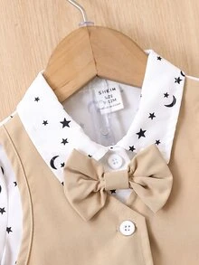 Bebé con estampado de estrella con lazo delantero 2 en 1 Camisa & Shorts - Multicolor - Ver 6