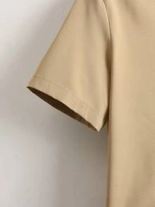 Manfinity Men Slogan Graphic Shirt & Drawstring Waist Shorts Without Tee - Khaki - View 5