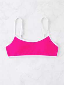 Contrast Binding Bikini Top - Hot Pink - View 3