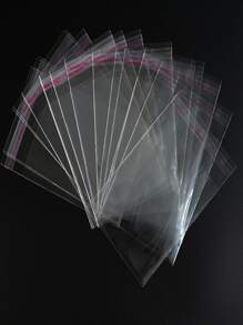 100pcs Clear Packaging Bag, Simple Plastic Reusable Gift Wrapping Bag For Party, Holiday - Clear - View 1