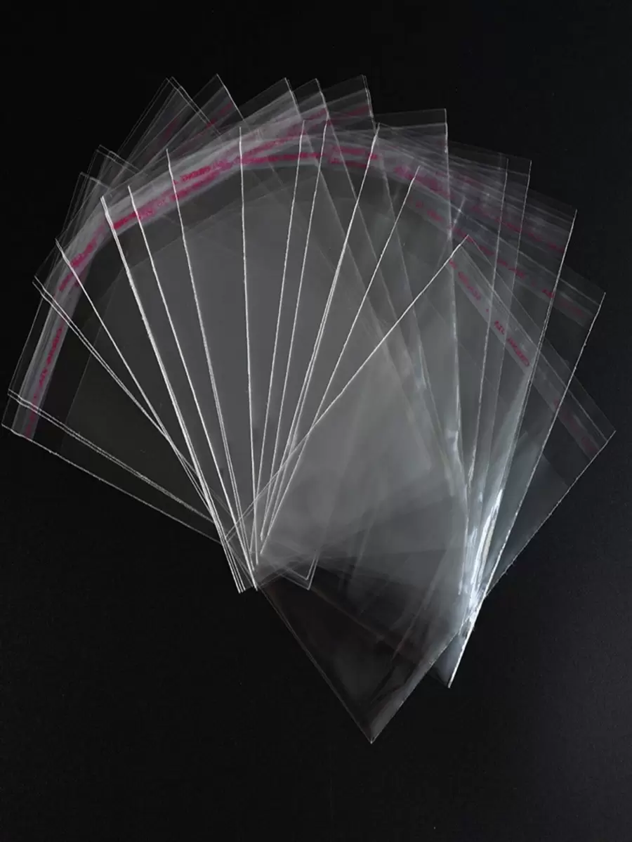 100pcs Clear Packaging Bag, Simple Plastic Reusable Gift Wrapping Bag For Party, Holiday - Clear - View 1