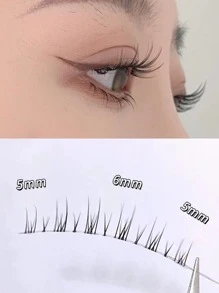 5 Pairs Bottom Eyelashes Lower False Lashes  Transparent Stem Natural Look Manga Eyelashes Japanese Makeup Anime False Eyelashes Makeup Tool - Black - View 4