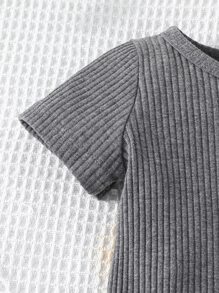 Baby Bear Patched Tee & Shorts - Dark Grey - View 4