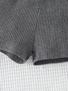 Baby Bear Patched Tee & Shorts - Dark Grey - View 5