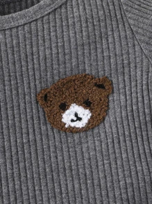 Baby Bear Patched Tee & Shorts - Dark Grey - View 7