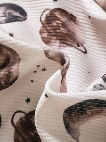 SHEIN Baby Boy Planet Print Zipper Front Sleep Jumpsuit - White - View 4