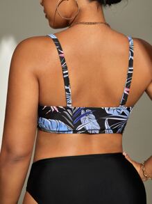SHEIN Swim Curve Top bikini con estampado tropical - Multicolor - Ver 2