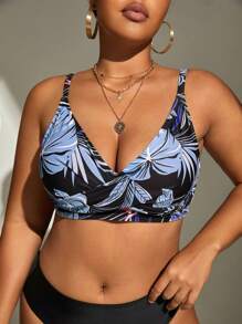 SHEIN Swim Curve Top bikini con estampado tropical - Multicolor - Ver 6