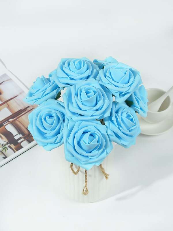 25pcs/set Plastic Artificial Rose, Fake Flower For Wedding, Home Decor