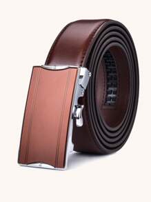 方形扣皮帶 - 酒紅色 - 查看 4